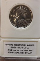2008 Fine Silver Sacagawea Dollar