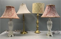 Glass & Brass Table Lamps Lot Collection