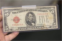1928 Red Seal $5.00 Note