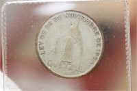 1924 Guatemala 1/4 Quetzal Silver Coin