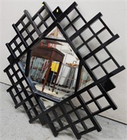 Black Lacquer Lattice Frame Mirror