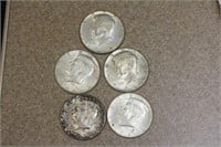 Lot of 5 Silver Kennedy Halves