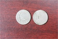 Lot of 2 Worn Shield Nickels