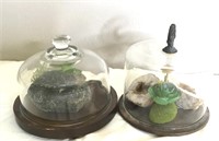 2 Crystal Geode & Quartz Glass & Wood Displays