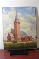 Oil on Canvas Church Scene