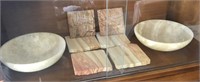 Sand Stone Coasters, Carved Stone Bowls Etc