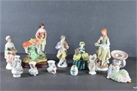 Assorted Porcelain Figurines and Miniature Vases