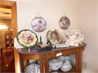 PLATES, DECOR ON TOP OF CHINA CABINET