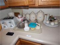 ON TOP OF CABINET, CANISTERS, S&P, TOASTER, MORE