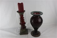 Decorative Candlestick + Mosaic Urn