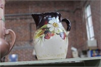 HAND PAINTED POTTERY PITCHER - CRAZED