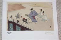 Ginko Adachi Cockfighting Japanese Woodblock