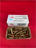 Box of 22 Rounds of .25 Auto FMJ