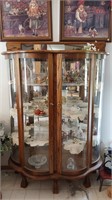 Double wide antique curio cabinet w/content