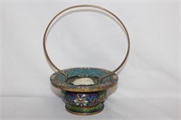 A Cloisonne Candle Holder in the Form of a Basket
