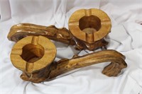 Lot of 2 Unusual Wooden Ashtray
