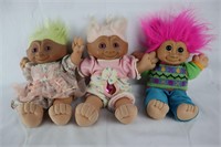Set of 3 Vintage Troll Dolls