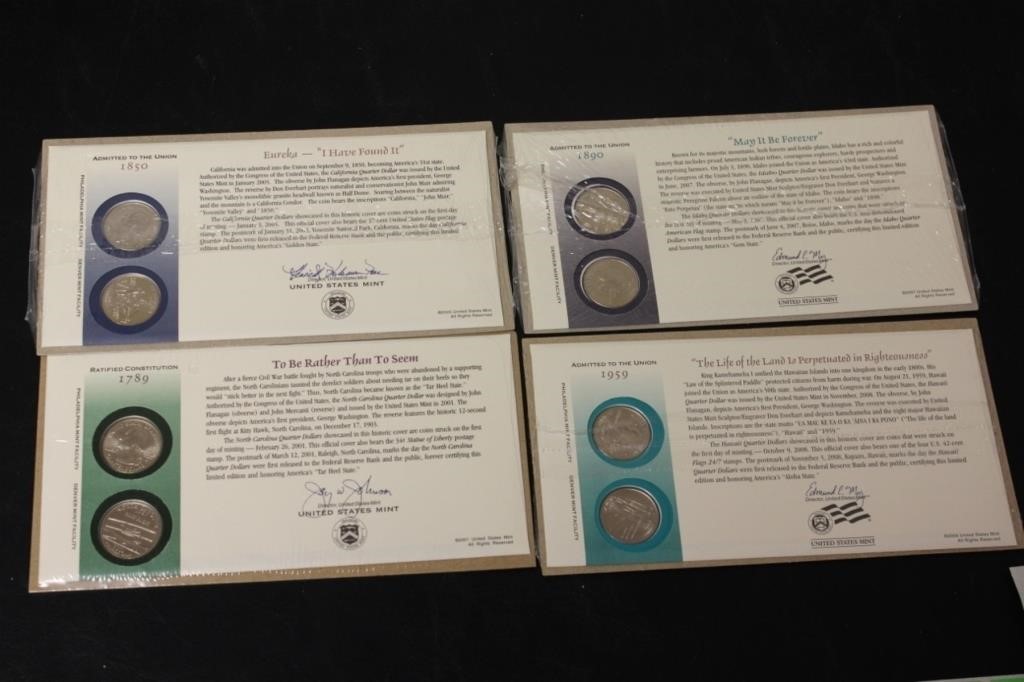 Lot Of 4 Sets "Admitted To The Union" - Quarters