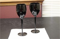 A Pair of Maroon Glass Goblets