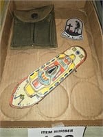 SS America tin toy w/ military items