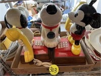 Snoopy Phone, Brian Cookie Jar & Mickey Mouse Phon