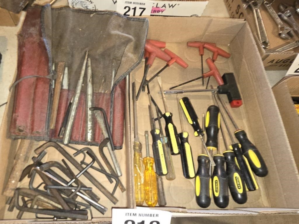Hex wrenches, screwdrivers, punches