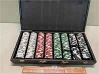 GREAT SET OF POKER CHIPS WITH CASE