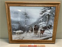 BEAUTIFUL SIGNED PRINT OF WOLVES 24 X 19