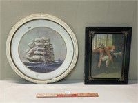 TWO VINTAGE FRAMED PRINTS INCL NAUTICAL