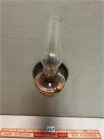 VINTAGE COPPER WALL MOUNTED OIL LAMP
