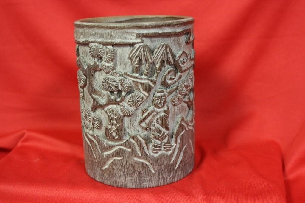 A Vintage/Antique Bamboo Carving Brush Pot