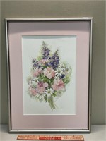 BEAUTIFUL FRAMED SIGNED FLORAL WATER COLOR