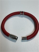 ENDLESS STERLING AND LEATHER BRACLET-MAGNET SNAP