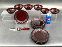 Avon Cape Cod Ruby Red 8 Plates, 6 Bowls & Server