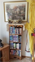 Wood shelf/vhs/dvd's,wall art &more