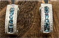 .925 Sterling Silver & Light Blue Earrings