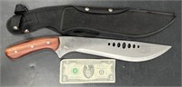 Bolo Knife w Sheath & Wood Handle