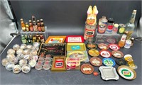 Vintage Lot of Cans, Bottles, Mini Tip Trays +