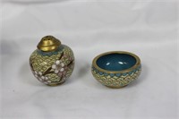 Set of Two Chinese Cloisonne Salt and Pepper