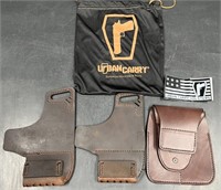 3 Leather Pistol Holsters - Commander Urban Carry