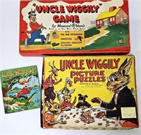 3 Vintage Uncle Wiggly Games, Books, Puzzles