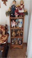 Wood shelf, dolls & other content
