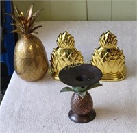 solid brass decorator lot pineapple bookends, can