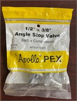 (10) 1/2" x 3/8" Angle stop valves - barb x comp.