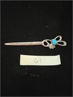 terquise silver letter opener/hair pin