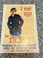 Vintage I Want You For The Navy Big Postcard