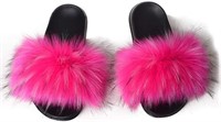 Xunxun Women's Faux Fur Slides Size 6.5-7W
