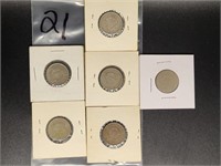 (6) VARIOUS V-NICKELS