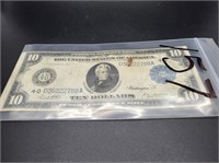 1914 OHIO FEDERAL RESERVE $10 NOTE BLUE SEAL