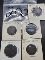 1857 (2)1859 1850 & 1876 CANADIAN LARGE CENTS